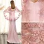 Luxus / Herrlich Rosa Abendkleider 2017 Mermaid Mit Spitze Kristall Perle Pailletten V-Ausschnitt Rückenfreies 1/2 Ärmel Sweep / Pinsel Zug Festliche Kleider