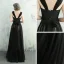 Chic / Belle Noir Robe De Soirée 2017 Princesse Dentelle Fleur Ceinture De l'épaule Dos Nu Sans Manches Longue Robe De Ceremonie
