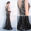 Amazing / Unique Black Gold Evening Dresses  2017 Trumpet / Mermaid Sequins V-Neck Backless Sleeveless Floor-Length / Long Formal Dresses