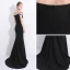 Sexy Schwarz Abendkleider 2017 Mermaid Mit Spitze Blumen Pailletten Off Shoulder Kurze Ärmel Rückenfreies Sweep / Pinsel Zug Festliche Kleider