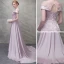 Elegante Rosa Abendkleider 2017 A Linie Mit Spitze Blumen Pailletten Rundhalsausschnitt Rückenfreies Sweep / Pinsel Zug Kurze Ärmel Festliche Kleider