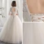 Schöne Ballkleid Brautkleider / Hochzeitskleider 2017 Spitze Blumen Stehkragen Rückenfreies 1/2 Ärmel Lange Hochzeit
