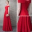 Chic / Beautiful Red Evening Dresses  2017 A-Line / Princess Off-The-Shoulder Backless Sleeveless Floor-Length / Long Formal Dresses