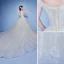 Charming Champagne Wedding Dresses 2019 A-Line / Princess Off-The-Shoulder Beading Appliques Lace Flower Short Sleeve Backless Royal Train