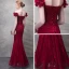Chic / Belle Bordeaux Robe De Soirée 2017 Trompette / Sirène En Dentelle Fleur Perlage Paillettes Fleurs Artificielles De l'épaule Dos Nu Sans Manches Longueur Cheville Robe De Ceremonie