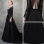 Chic / Belle Noir Robe De Soirée 2017 Princesse Perlage Cristal En Dentelle Fleurs Artificielles Percé V-Cou Dos Nu Manches Longues Train De Balayage Robe De Ceremonie