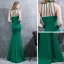 Schöne Dunkelgrün Bandeau Abendkleider 2017 Mermaid Perlenstickerei Kristall Neckholder Gespaltete Front Rückenfreies Ärmellos Knöchellänge Festliche Kleider