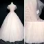 Chic / Beautiful Prom Dresses 2017 Ball Gown Lace Flower Artificial Flowers Butterfly Pearl Scoop Neck Short Sleeve Floor-Length / Long Formal Dresses