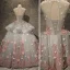 Chic / Beautiful Grey Prom Dresses 2017 Ball Gown Lace Flower Appliques Bow Scoop Neck Backless Sleeveless Floor-Length / Long Formal Dresses