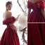 Elegante Burgunderrot Abendkleider 2019 A Linie Off Shoulder Rüschen Kurze Ärmel Rückenfreies Lange Festliche Kleider