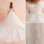 Charming Ivory Wedding Dresses 2019 A-Line / Princess Off-The-Shoulder Beading Tassel Lace Flower Appliques Pearl Short Sleeve Backless Royal Train