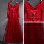 Chic / Belle Bordeaux Robe De Soirée 2017 Princesse En Dentelle Cristal Ceinture Dos Nu V-Cou Manches Longues Longueur Cheville Robe De Ceremonie