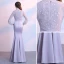 Chic / Belle Argenté Robe De Soirée 2017 Trompette / Sirène En Dentelle Encolure Dégagée 3/4 Manches Longue Robe De Ceremonie