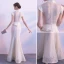 Elegant Champagne Evening Dresses  2017 Trumpet / Mermaid Lace Embroidered Pearl High Neck Cap Sleeves Floor-Length / Long Formal Dresses
