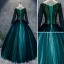Classique Vert Foncé Robe De Bal 2017 Robe Boule En Dentelle Fleur Cristal Encolure Dégagée Manches Longues Longue Robe De Ceremonie