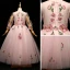 Chic / Beautiful Blushing Pink Flower Girl Dresses 2017 A-Line / Princess Lace Appliques Pearl Scoop Neck 3/4 Sleeve Floor-Length / Long Wedding Party Dresses