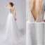 Elegant Ivory Glitter Wedding Dresses 2021 A-Line / Princess Beading V-Neck Sleeveless Backless Sweep Train Wedding