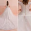 Charmant Ivory / Creme Brautkleider / Hochzeitskleider 2019 A Linie Off Shoulder Perlenstickerei Quaste Spitze Blumen Pailletten Kurze Ärmel Rückenfreies Königliche Schleppe
