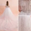 Elegant White Wedding Dresses 2019 A-Line / Princess Off-The-Shoulder Beading Tassel Lace Flower Short Sleeve Backless Royal Train