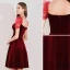 Chic / Beautiful Burgundy Suede Graduation Dresses 2019 A-Line / Princess Square Neckline Short Sleeve Backless Knee-Length Formal Dresses