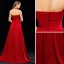 Chic / Belle Bordeaux Robe De Soirée 2019 Princesse Col Haut Perlage Cristal 3/4 Manches Dos Nu Train De Balayage Robe De Ceremonie
