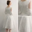 Elegant Ivory Homecoming Graduation Dresses 2019 A-Line / Princess Scoop Neck Tassel 3/4 Sleeve Tea-length Formal Dresses