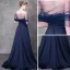 Elegant Mørk Marineblå Selskapskjoler 2018 Prinsesse Krystall Rhinestone Sash Kjæreste Ryggløse Uten Ermer Feie Tog Formelle Kjoler