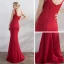 Chic / Belle Rouge Robe De Soirée 2017 Trompette / Sirène Perlage Encolure Dégagée Dos Nu Sans Manches Longue Robe De Ceremonie