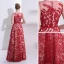Chic / Belle Rouge Robe De Bal 2017 Princesse En Dentelle Ceinture Paillettes Encolure Dégagée Sans Manches Longue Robe De Ceremonie