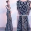 Scintillantes Robe De Ceremonie 2017 Trompette / Sirène Paillettes Métal Ceinture Encolure Dégagée Sans Manches Longue Robe De Soirée