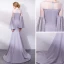 Amazing / Unique Grey Evening Dresses  2018 Trumpet / Mermaid Sequins Scoop Neck Long Sleeve Sweep Train Formal Dresses