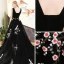 Chic / Beautiful Black Prom Dresses 2018 A-Line / Princess Embroidered V-Neck Backless Sleeveless Court Train Formal Dresses