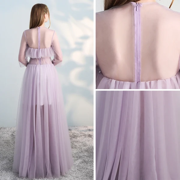 Amazing / Unique Blushing Pink Prom Dresses 2018 A-Line / Princess Scoop Neck 3/4 Sleeve Floor-Length / Long Formal Dresses