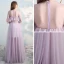 Amazing / Unique Blushing Pink Prom Dresses 2018 A-Line / Princess Scoop Neck 3/4 Sleeve Floor-Length / Long Formal Dresses