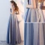 Chic / Beautiful Prom Dresses 2017 A-Line / Princess Appliques Crystal V-Neck Backless Sleeveless Floor-Length / Long Formal Dresses
