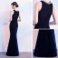 Sexy Navy Blue Evening Dresses  2018 Trumpet / Mermaid Rhinestone Scoop Neck Sleeveless Floor-Length / Long Formal Dresses