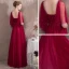 Luxury / Gorgeous Burgundy Prom Dresses 2018 A-Line / Princess Glitter Beading Crystal Sash Square Neckline Backless 1/2 Sleeves Floor-Length / Long Formal Dresses