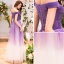 Chic / Beautiful Purple Gradient-Color Evening Dresses  2019 A-Line / Princess Off-The-Shoulder Short Sleeve Backless Floor-Length / Long Formal Dresses