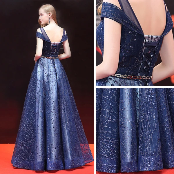 Elegante Ballkleider 2018 A Linie Glanz Metall Stoffgürtel Pailletten Bandeau Rückenfreies Ärmellos Lange Festliche Kleider