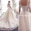 Charmant Champagne Robe De Mariée 2019 Princesse Bretelles Spaghetti Perlage Gland Paillettes En Dentelle Fleur Manches Courtes Dos Nu Cathedral Train