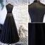 Vintage / Retro Black Prom Dresses 2019 A-Line / Princess V-Neck Sash Sleeveless Floor-Length / Long Formal Dresses
