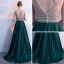 Luxury / Gorgeous Evening Dresses  2018 A-Line / Princess Crystal Beading Rhinestone V-Neck Strapless Backless Sleeveless Sweep Train Formal Dresses