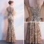Sparkly Evening Dresses  2018 Trumpet / Mermaid Sequins Scoop Neck Backless 1/2 Sleeves Ankle Length Formal Dresses