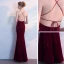 Modest / Simple Burgundy Evening Dresses  2018 Trumpet / Mermaid Spaghetti Straps X-Strap Backless Sleeveless Floor-Length / Long Formal Dresses