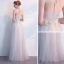 Chic / Beautiful Grey Evening Dresses  2018 A-Line / Princess Appliques Halter Backless Sleeveless Floor-Length / Long Formal Dresses