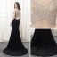 Sexy Noir Robe De Soirée 2018 Trompette / Sirène Perlage Paillettes Dos Nu V-Cou Sans Manches Tribunal Train Robe De Ceremonie