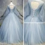 Chic / Beautiful Prom Dresses 2018 Ball Gown Appliques Pearl Scoop Neck Backless Long Sleeve Floor-Length / Long Formal Dresses