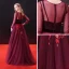Chic / Beautiful Burgundy Prom Dresses 2018 A-Line / Princess Appliques Sash Scoop Neck Long Sleeve Ankle Length Formal Dresses