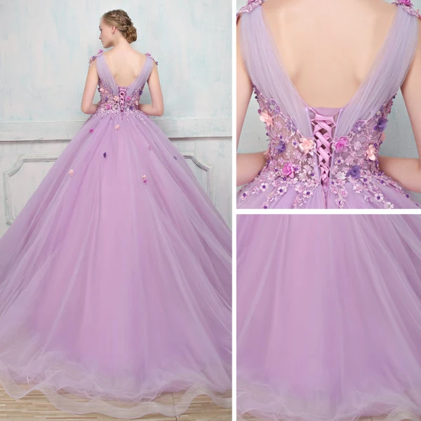 Elegant Prom Dresses 2018 Ball Gown Appliques Pearl V-Neck Backless Sleeveless Court Train Formal Dresses