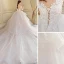 Chic / Beautiful Cascading Ruffles Wedding Dresses 2018 Ball Gown Lace Appliques Embroidered Scoop Neck Backless 3/4 Sleeve Royal Train Wedding